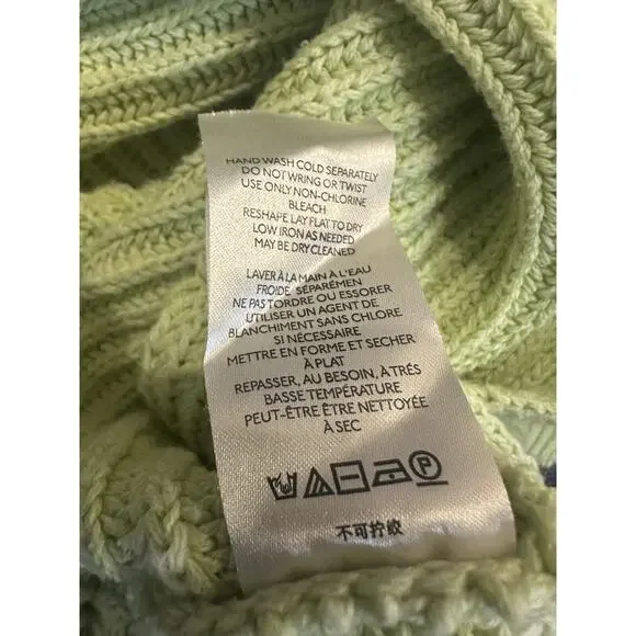 Free People Marlie Slouchy Oversized Sweater Ribbed V-Neck Lime Green Size Large - Picture 8 of 16